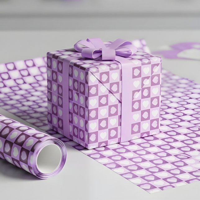 Plum Mauve Celestial Hearts Valentine Gift Wrapping Paper (Creator Uploaded)