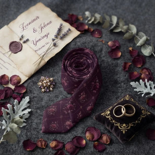 Plum Mauve Dahlia Diamond Lattice Chintz Tie