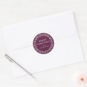 Plum Merry Christmas Sparkling Lights Christmas Classic Round Sticker