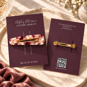 Plum minimalist elegant hair clip barrette display business card