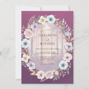 Plum Misty Forest Wedding Invitation