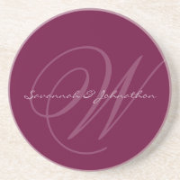 Plum Monogram Wedding Anniversary Coasters