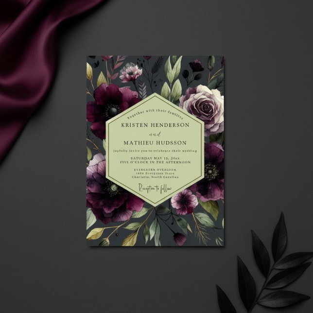 Plum Moody Bloom Wedding Invitation (Creator Uploaded)