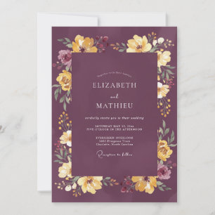 Plum Moody Harvest Wedding Invitation