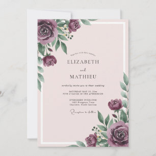 Plum Moody Romantic Wedding Invitation