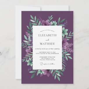 Plum Moody Woodland Wedding Invitation