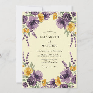 Plum Mustard Peony Wedding Invitation