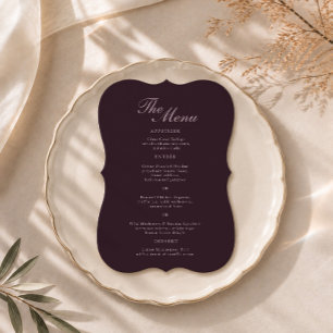 Plum Noir Estate Die-Cut Wedding Menu Card