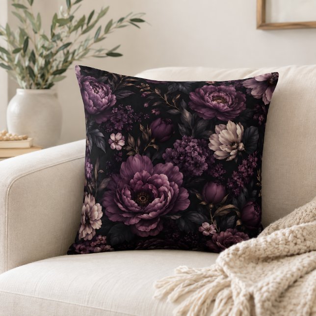 Plum Noir Floral Cushion (Creator Uploaded)