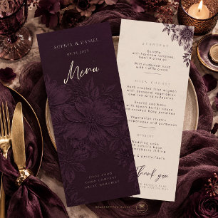 Plum Noir Moody Floral Wedding Menu
