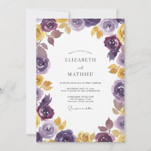 Plum Ochre Rose Wedding Invitation