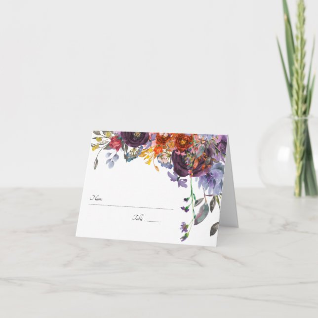 Plum Orange Floral Personalised Table Number (Front)