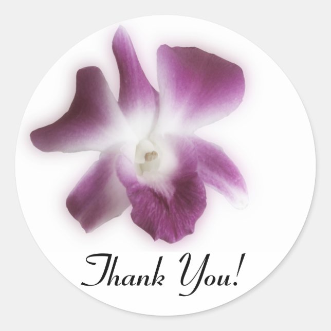 Plum Orchid, Thank You! Classic Round Sticker (Front)