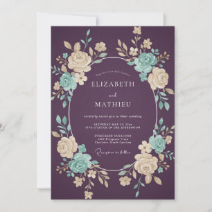 Plum Ornate Romantic Wedding Invitation