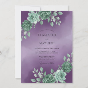 Plum Ornate Succulent Wedding Invitation