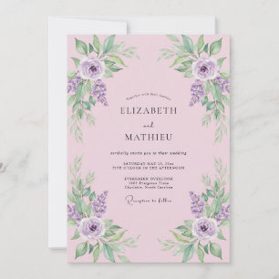 Plum Painted Petal Wedding Invitation