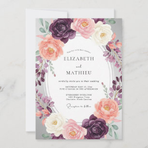 Plum Painterly Romantic Wedding Invitation
