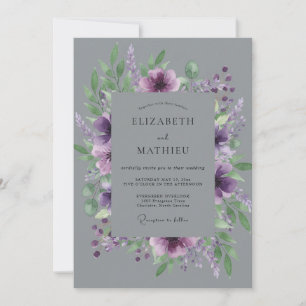 Plum Painterly Winter Wedding Invitation