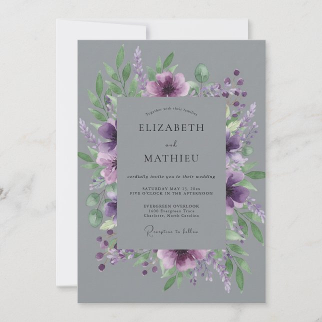 Plum Painterly Winter Wedding Invitation (Front)