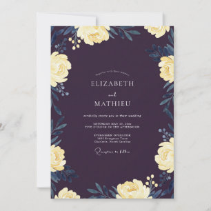 Plum Pale Cream Watercolor Wedding Invitation