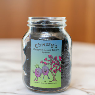 Plum Pals Funny Cartoon Prune Preserves and More Food Label