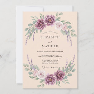 Plum Peach Petal Wedding Invitation