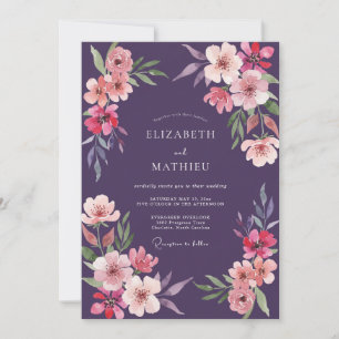 Plum Peach Wildflower Wedding Invitation