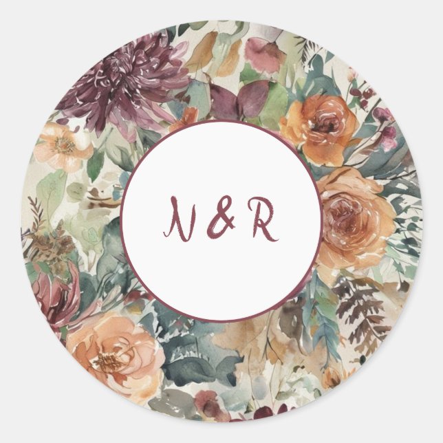 Plum Petals Wedding Sticker (Front)