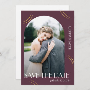 Plum Photo Big Typography Wedding Save The Date