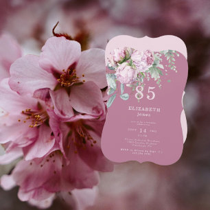 Plum Pink Floral 85TH Birthday Party Invitation