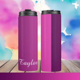 Plum Pink Ombre  Customisable Name Thermal Tumbler