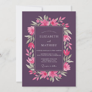 Plum Poetic Spring Wedding Invitation