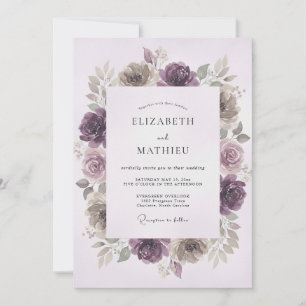 Plum Poetic Winter Wedding Invitation