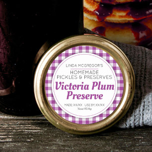Plum preserve purple round jam jar food label