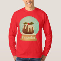 Plum pudding snow globe winter cake red green 