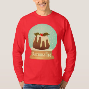Plum pudding snow globe winter cake red green  T-Shirt