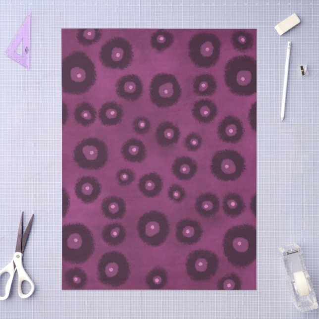 Plum Purple Abstract Circles Dots Decoupage Tissue Paper (Craft)