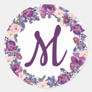 Plum Purple and Blush Pink Monogram Envelope Seal