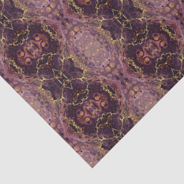 Plum Purple And Gold Marble  Tissue Paper (Detail)
