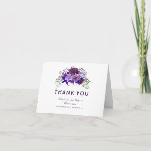 Plum Purple and Violet Floral Wedding Thank You