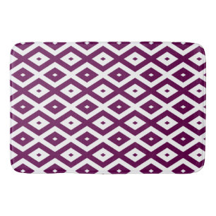 Plum purple and white diamond pattern bath mat