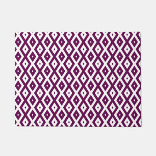 Plum purple and white diamond pattern doormat
