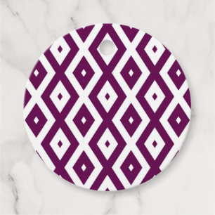 Plum purple and white diamond pattern favour tags