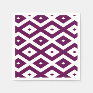 Plum purple and white diamond pattern napkin