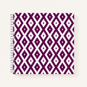 Plum purple and white diamond pattern notebook