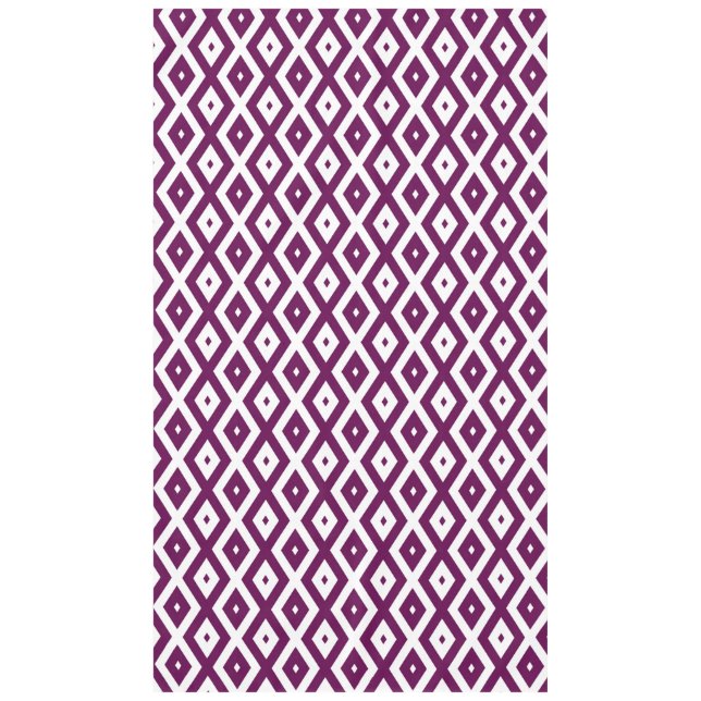 Plum purple and white diamond pattern tablecloth (Front)