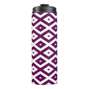Plum purple and white diamond pattern thermal tumbler