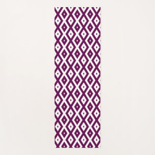 Plum purple and white diamond pattern yoga mat