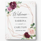 Plum Purple Blush Floral Rose Gold Wedding Sign