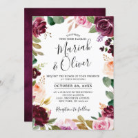 Plum Purple Blush Pink Botanical Floral Wedding